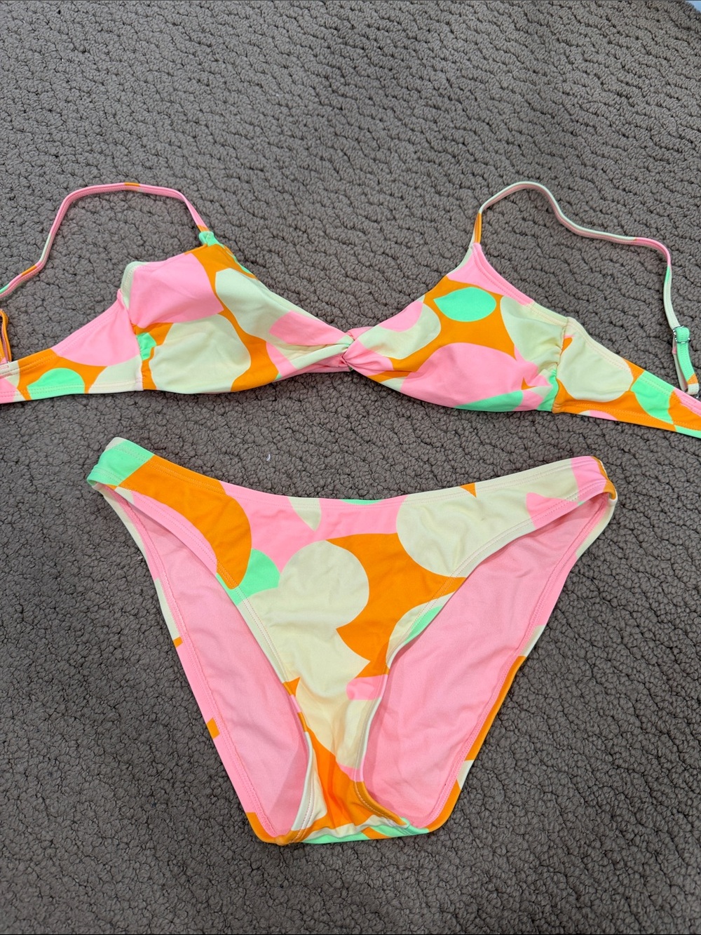 Women’s Pink Orange Green Retro Dot Bikini Set